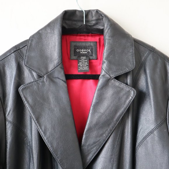 George Woman Black Leather Blazer Jacket, Size XL - Picture 3 of 16